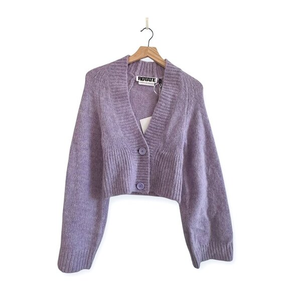 ROTATE BIRGER CHRISTENSEN Rosemary Wool Cardigan With Buttons‎ In Purple - Picture 2 of 16